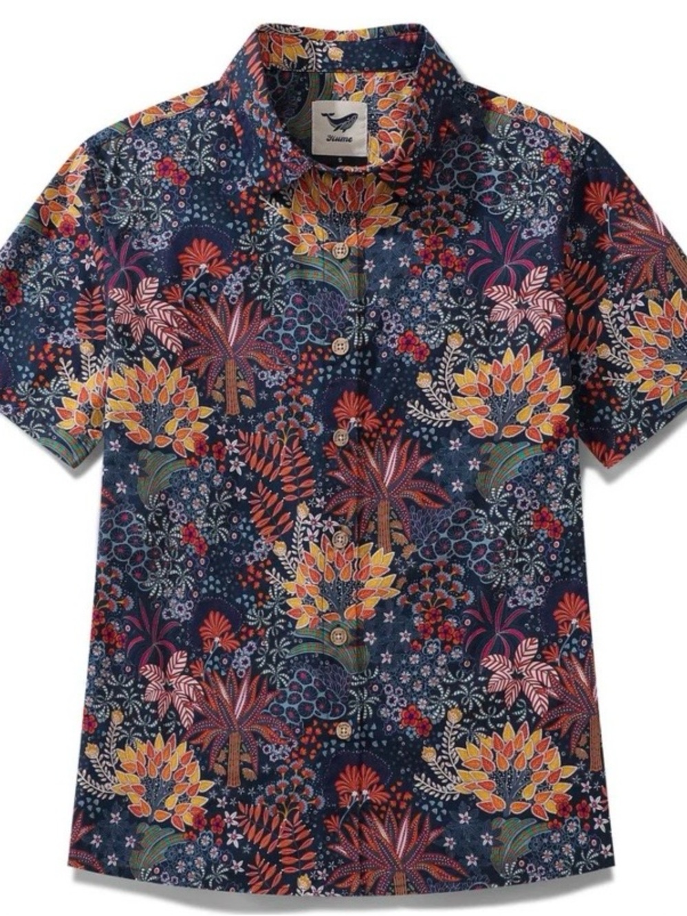 Yiume floral short sleeve Hawaiian navy shirt sz M - Picture 6 of 6